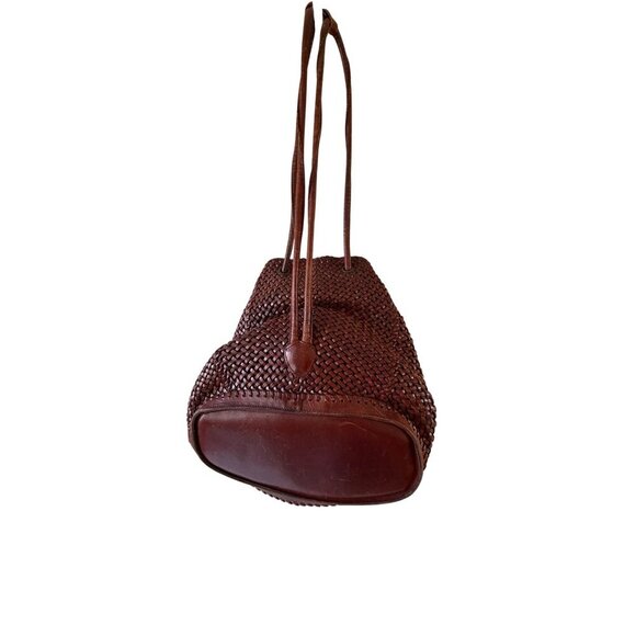 DKNY Womens Backpack Brown Woven Leather Vintage 1990s Casual main image 7